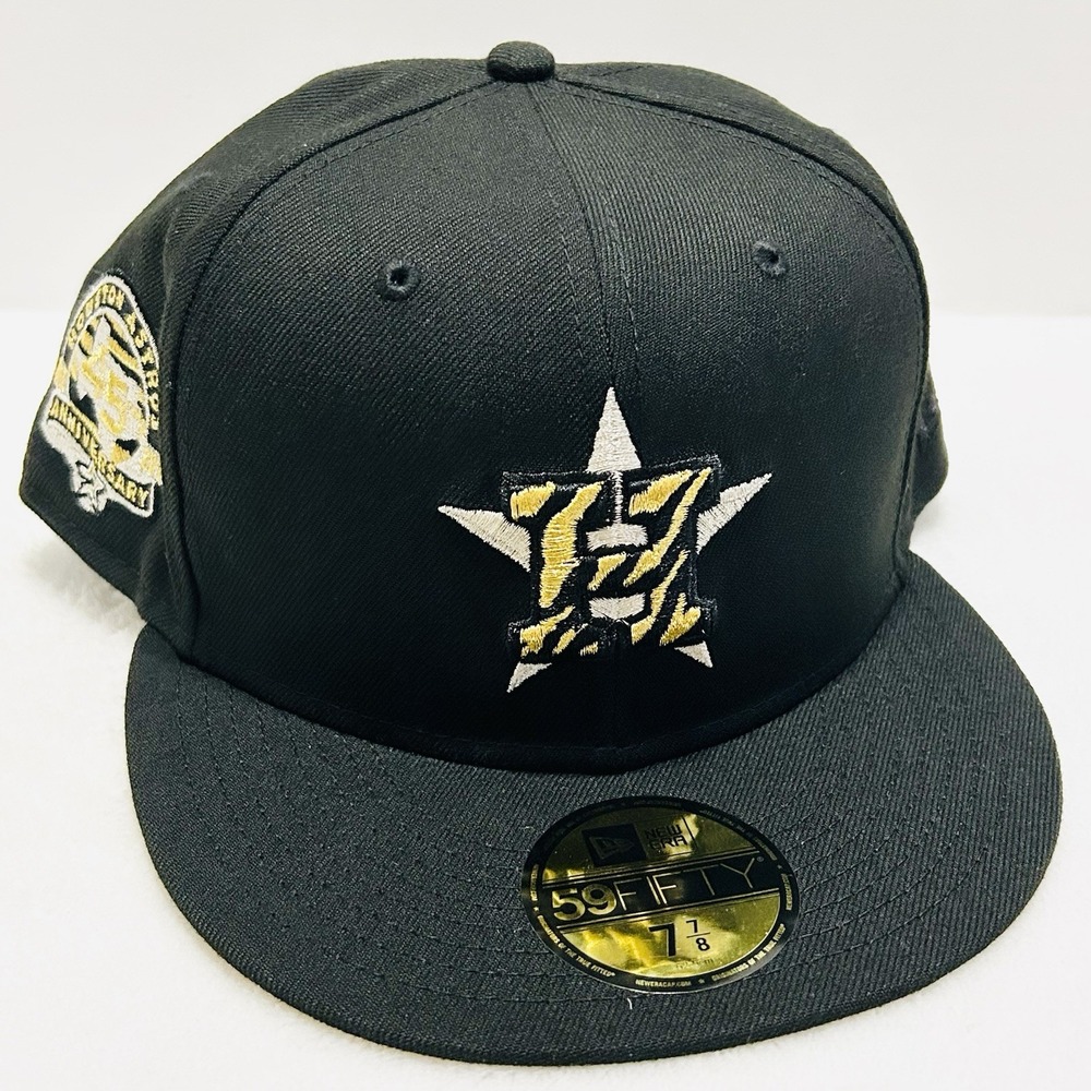 New Era Houston Astros Tiger Print 45 Years 59FIFTY Fitted Hat Cap 7 7/8 Black